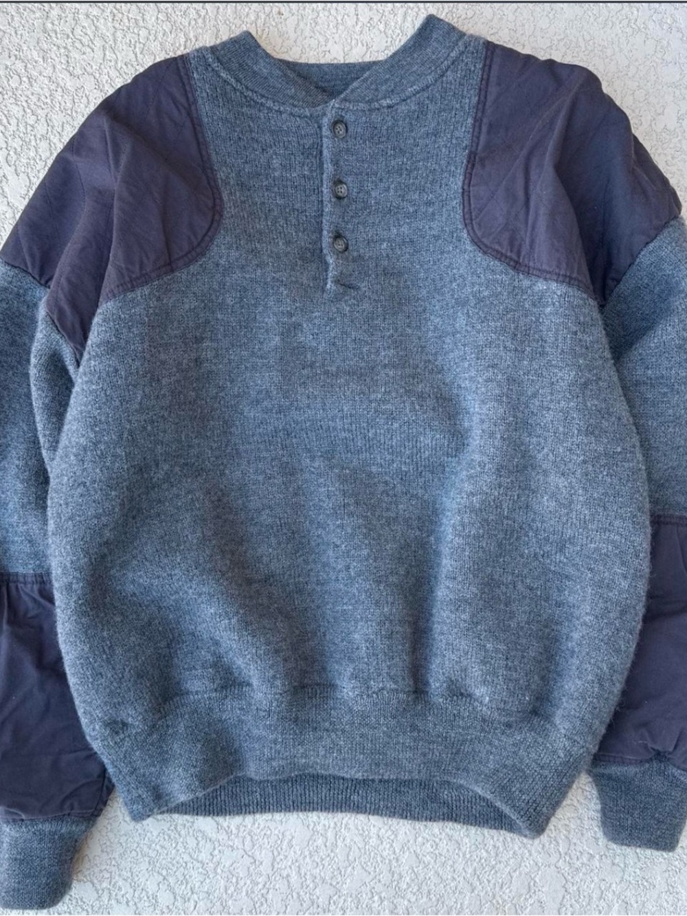 Cabela's Gray Crewneck Sweater with Dark Shoulder Panels